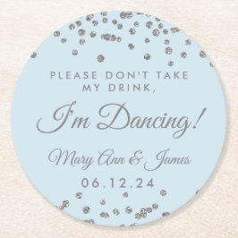 Porta-copo De Papel Redondo Não tome a minha bebida! Silver Confetti Azul