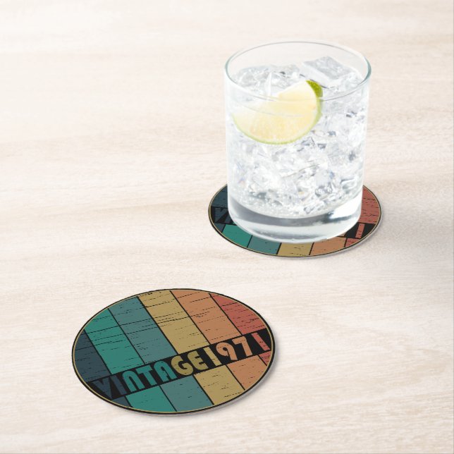 Porta-copo De Papel Redondo Nascer de aniversário de 1971 (Insitu)