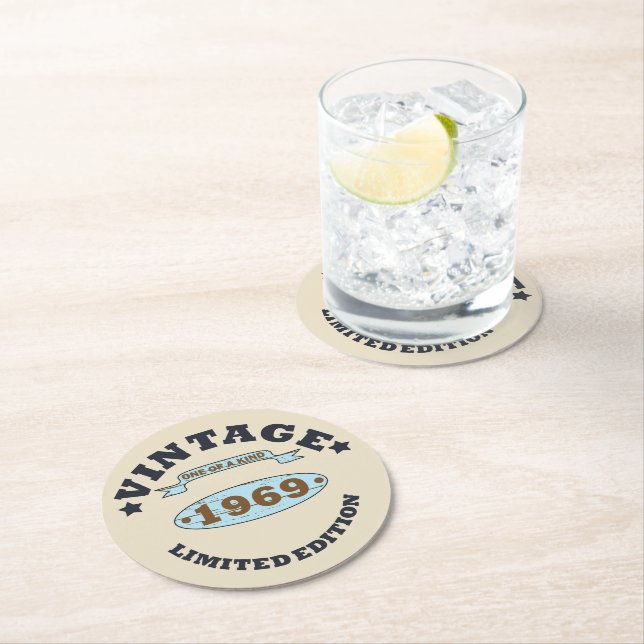 Porta-copo De Papel Redondo Nascer em presente de aniversário de 1969 (Insitu)