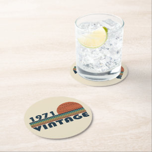 Porta-copo De Papel Redondo Nascer em presente de aniversário de 1971