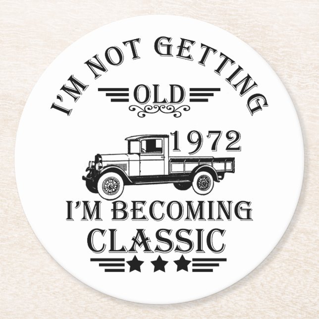 Porta-copo De Papel Redondo nascer em presente de aniversário de 1972 (Frente)