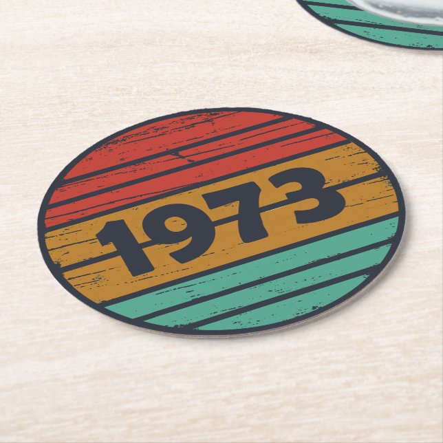 Porta-copo De Papel Redondo Nascer em presente de aniversário de 1973 (Angulado)