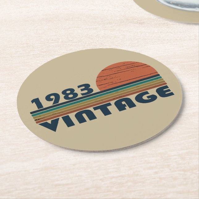 Porta-copo De Papel Redondo Nascer em presente de aniversário de 1983 (Angulado)