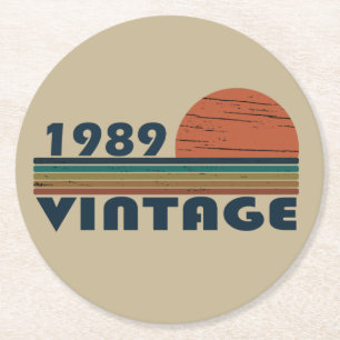 Porta-copo De Papel Redondo Nascer em presente de aniversário de 1989