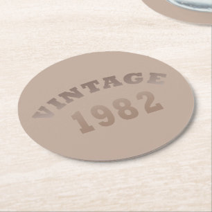 Porta-copo De Papel Redondo Nascida em 1982 elegante aniversário moderno vinta