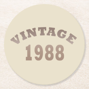 Porta-copo De Papel Redondo Nascido em 1988 aniversário vintage