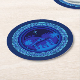 Porta-copo De Papel Redondo Natal Azul de Combinação