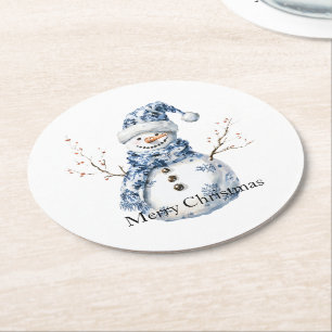 Porta-copo De Papel Redondo Natal Branco Chic