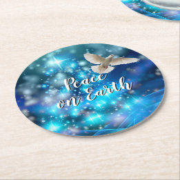 Porta-copo De Papel Redondo Natal da Paz da Vara Azul Correspondente