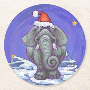 Porta-copo De Papel Redondo Natal do elefante