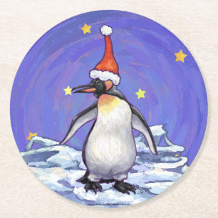 Porta-copo De Papel Redondo Natal do pinguim
