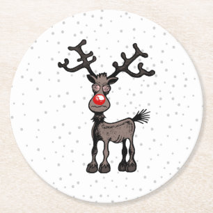 Porta-copo De Papel Redondo Natal estressante com Rudolf