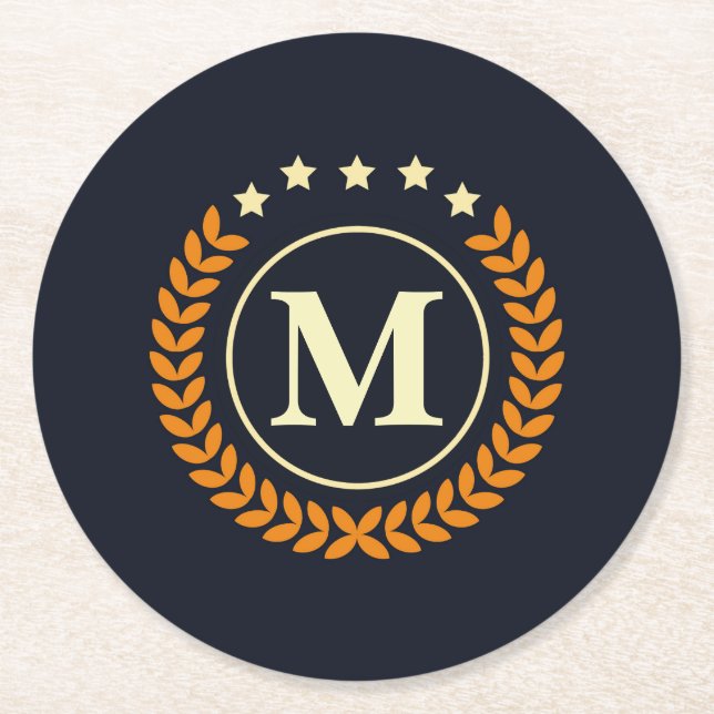 Porta-copo De Papel Redondo Nautical Monogram (Frente)