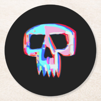 Porta-copo De Papel Redondo Neon Skull