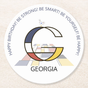 Porta-copo De Papel Redondo Neoplasticismo Art Monograma Legal. Letra G