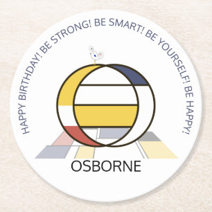 Porta-copo De Papel Redondo Neoplasticismo Art Monograma Legal. Letra O