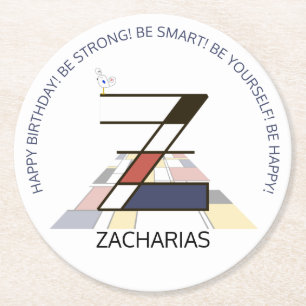 Porta-copo De Papel Redondo Neoplasticismo Art Monograma Legal. Letra Z