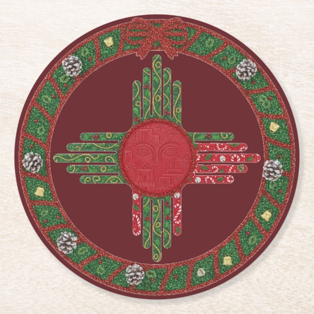 Porta-copo De Papel Redondo New Mexico Holiday  (Frente)