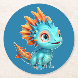 Porta-copo De Papel Redondo Niedlicher Alien-Drache, türkis -
