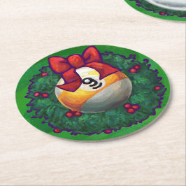 Porta-copo De Papel Redondo Nine Ball in Wreath on Green