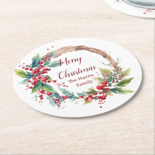 Porta-copo De Papel Redondo Noite de Natal personalizado