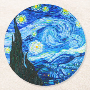 Porta-copo De Papel Redondo Noite Estrelada de Van Gogh