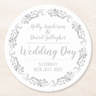 Porta-copo De Papel Redondo Noiva e Recepção de Dia de Casamento de Groom