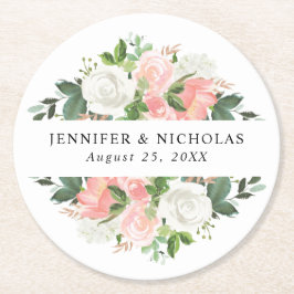 Porta-copo De Papel Redondo Noiva Primavera Floral | Casamento Personalizado