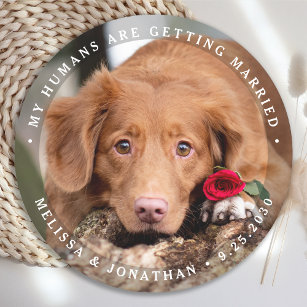 Porta-copo De Papel Redondo Noivado de Foto Personalizada de Cão Pet Wedding