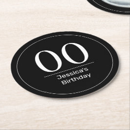 Porta-copo De Papel Redondo Noivado Negro Mínimo Moderno