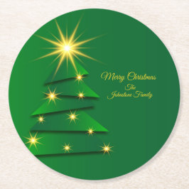 Porta-copo De Papel Redondo Nome de Alteração de Árvore Verde de Conjunto Corr