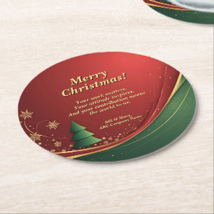 Porta-copo De Papel Redondo Nome do Grupo Funcional Mensagem Natal Vermelho