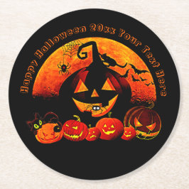 Porta-copo De Papel Redondo Nome do Halloween Ano 20xx Glow Pumpkin Web