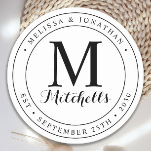 Porta-copo De Papel Redondo Nome do Monograma Personalizado Data Casamento