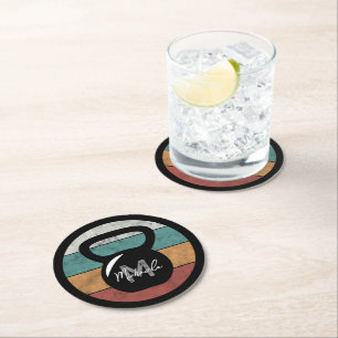 Porta-copo De Papel Redondo Nome inicial do monograma personalizado da Vintage