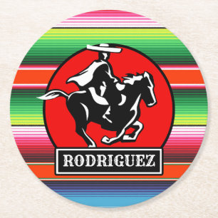 Porta-copo De Papel Redondo Nome Personalizado Charro Horse Espanhol Sérvio M