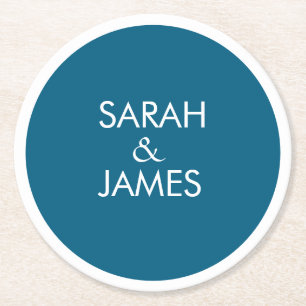 Porta-copo De Papel Redondo NOME PERSONALIZADO na moda MINIMAL CASAMENTO OCEAN
