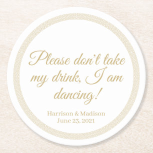 Porta-copo De Papel Redondo Nomes de texto em ouro personalizados elegantes da