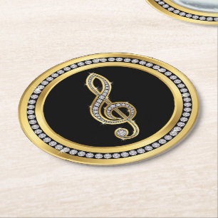 Porta-copo De Papel Redondo Nota Musical Bling