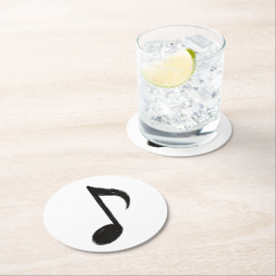 Porta-copo De Papel Redondo Nota Musical Minimalista - Estilo de Pincel de Tin