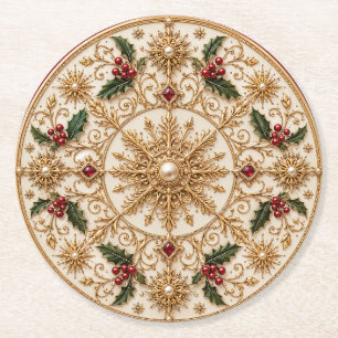 Porta-copo De Papel Redondo O Mandala Imperial de Inverno