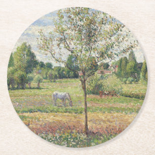 Porta-copo De Papel Redondo O Prado com Cavalo Cinzento, Eragny, Pintura a Óle