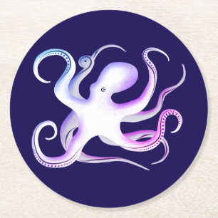 Porta-copo De Papel Redondo Octopus branco