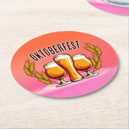 Porta-copo De Papel Redondo Óculos das damas de cervejas Oktoberfest em Pastel