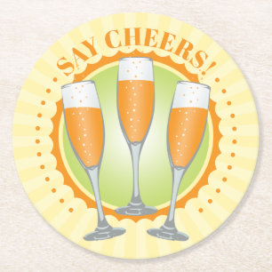 Porta-copo De Papel Redondo Óculos de Champanhe Laranja Mimosa