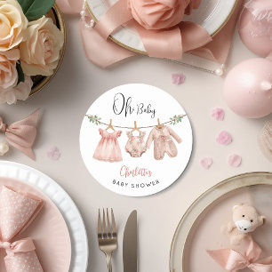 Porta-copo De Papel Redondo Oh Baby Rosa Floral Baby Shower