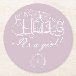 Porta-copo De Papel Redondo Olá, letra decorativa baby shower azul empoeirado