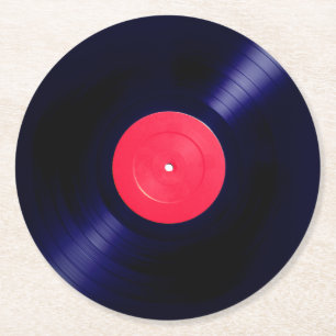 Porta-copo De Papel Redondo Olhar vermelho do falso do vinil da etiqueta