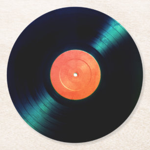 Porta-copo De Papel Redondo Olhar vermelho do falso do vinil da etiqueta