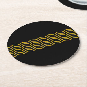 Porta-copo De Papel Redondo Ondas bonito - ouro + seu backgr, texto e ideias
